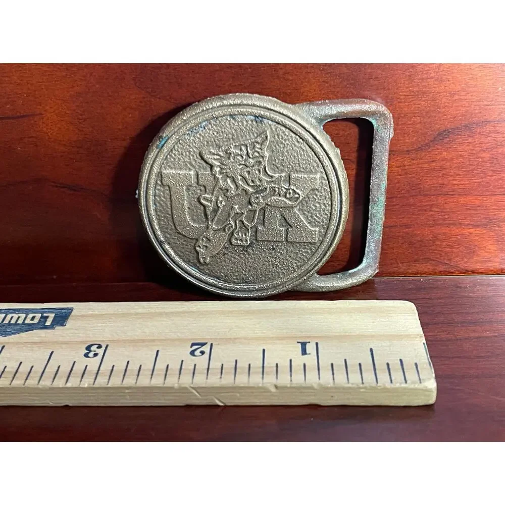 University Of Kentucky UK Wildcats Brass Belt Buckle Back Woods Buckle Co USA