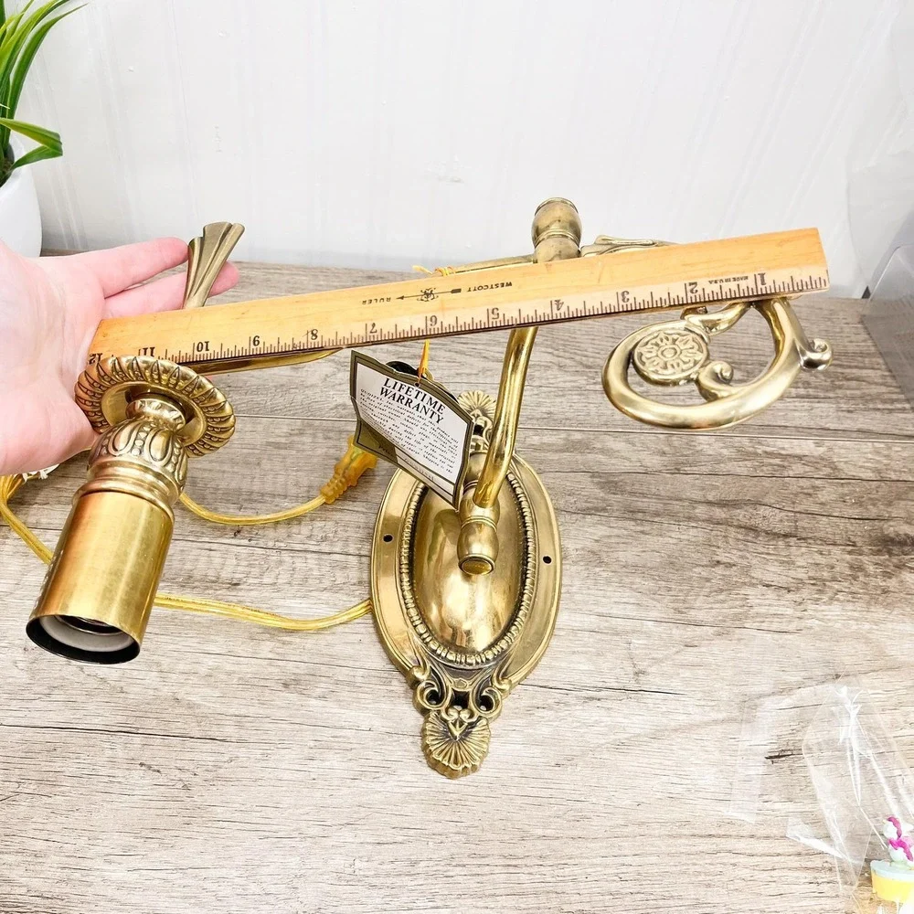 Brass Victorian Wall Light: Gold Swing Arm Lighting