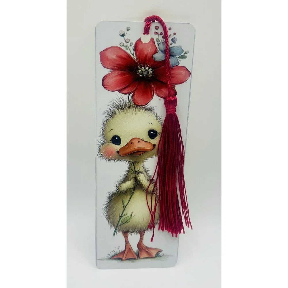 Cute Baby Duck Aluminum Bookmark With Tassel. 6X2