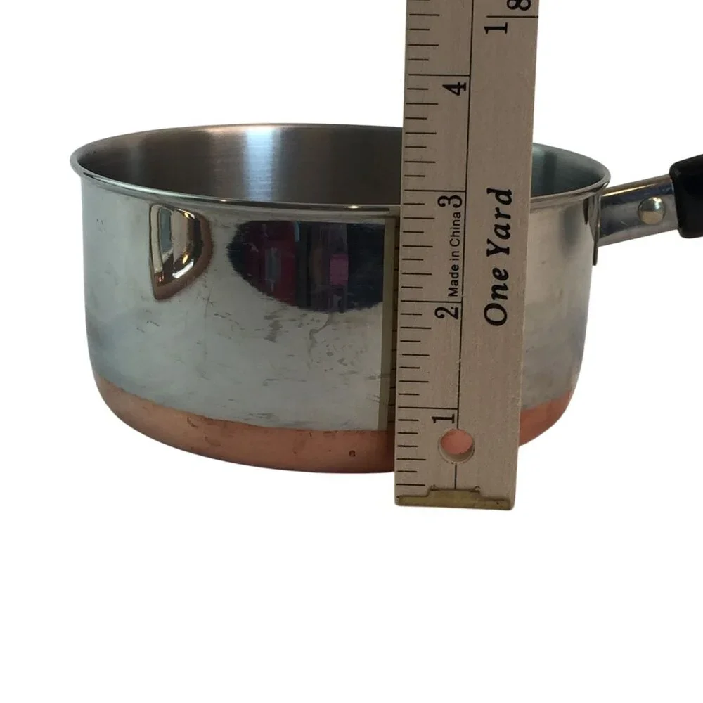 Vtg Revere Ware 1 Qt/95L‎ Sauce Pan w/Lid Indonesia Double Ring Copper Stainless