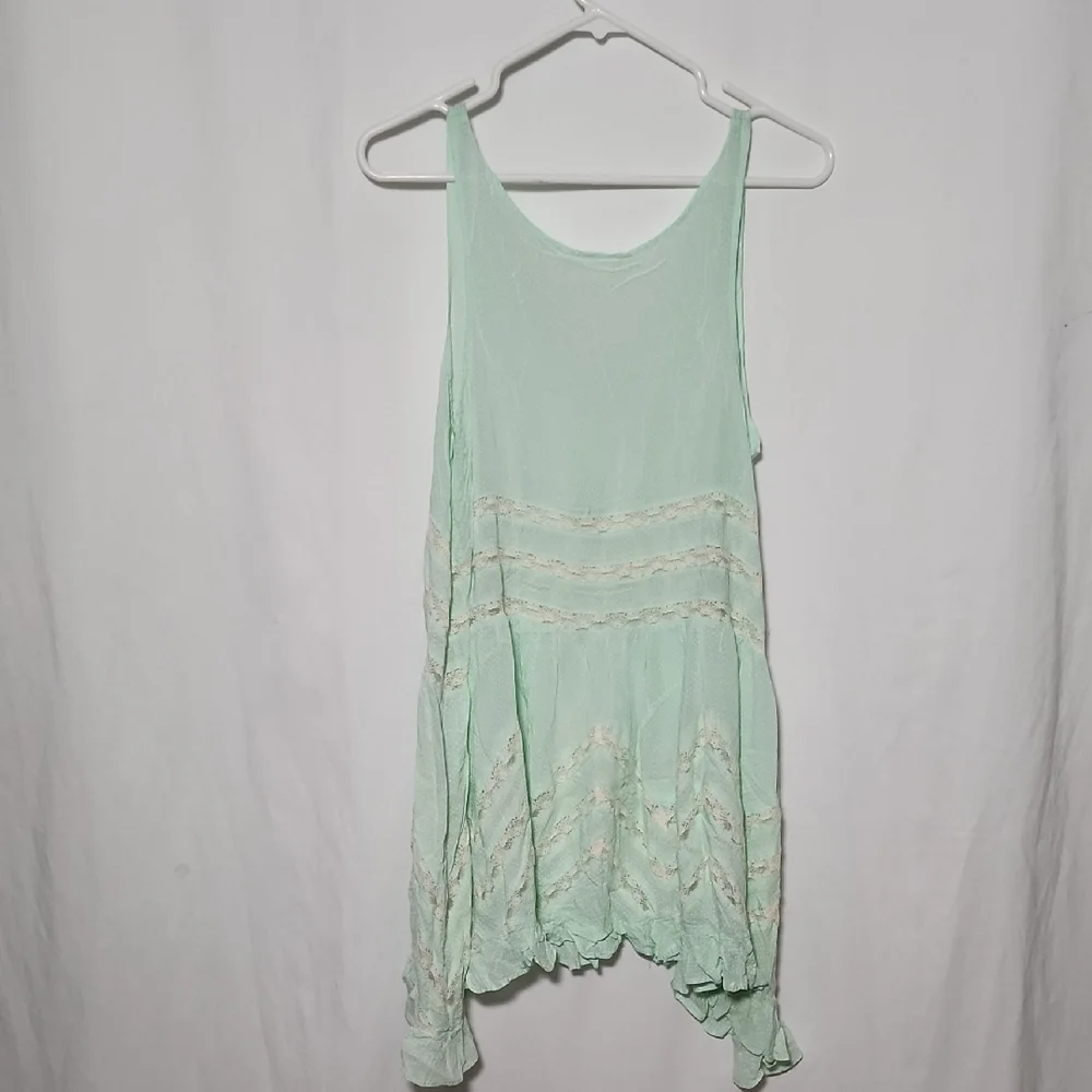 Free People Mint Green Polka Dot Top