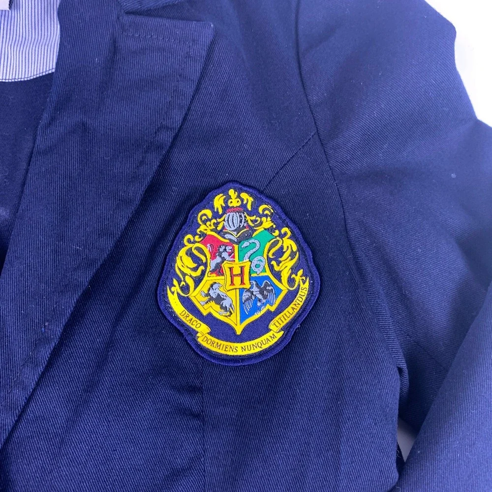 Harry Potter Hogwarts Blazer Girls Sz M 7/8 Navy Brass Color Buttons Costume Dre