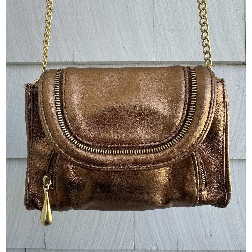 Hobo International Metallic Bronze Leather Crossbody Bag‎ Small