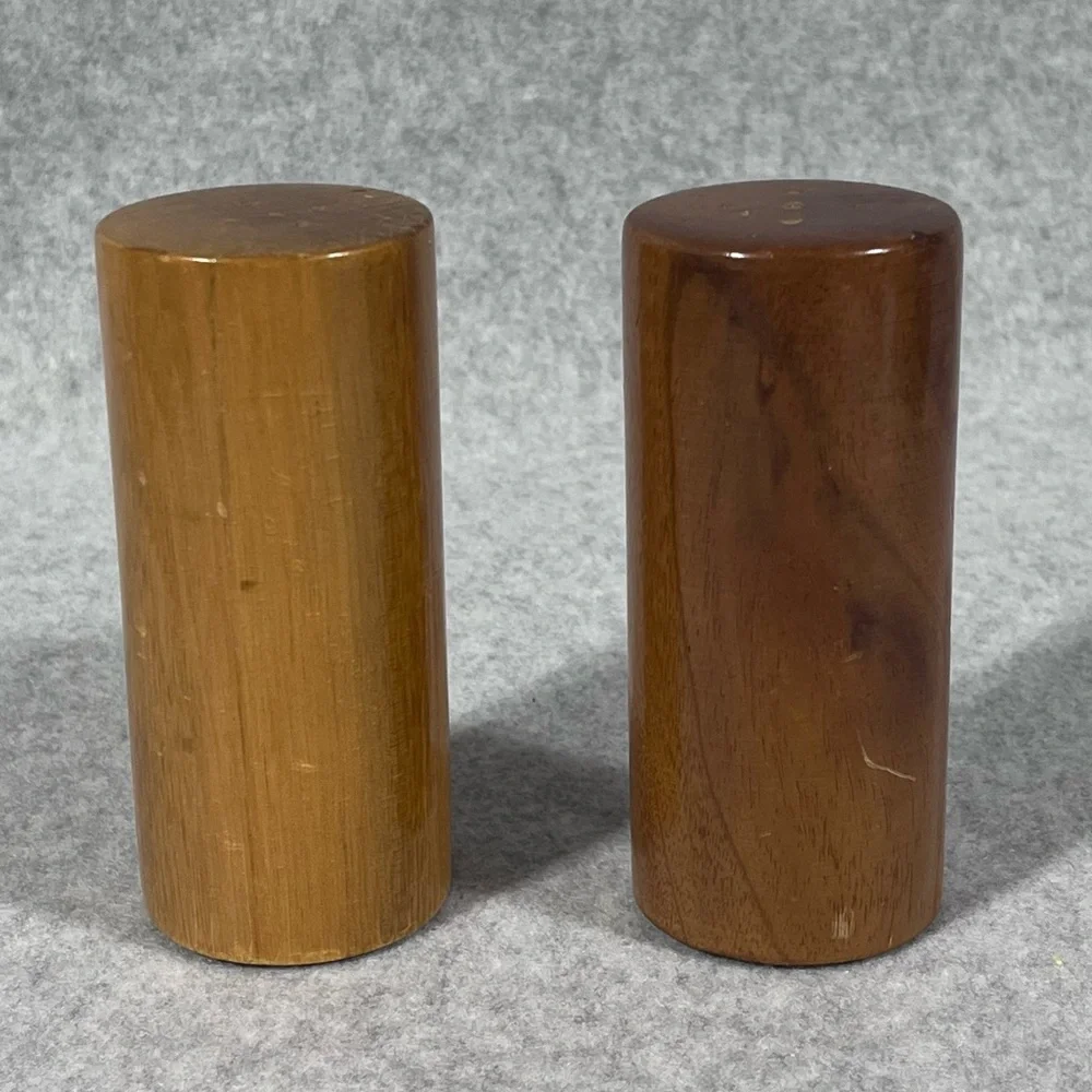 Vintage Solid Wood Salt‎ & Pepper Shakers Mid Century Modern MCM Decor Kitchen