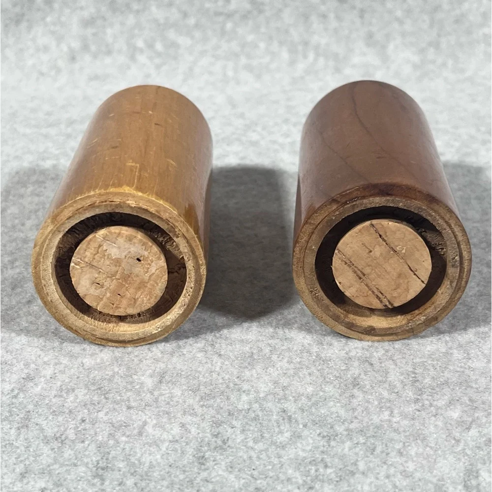 Vintage Solid Wood Salt‎ & Pepper Shakers Mid Century Modern MCM Decor Kitchen