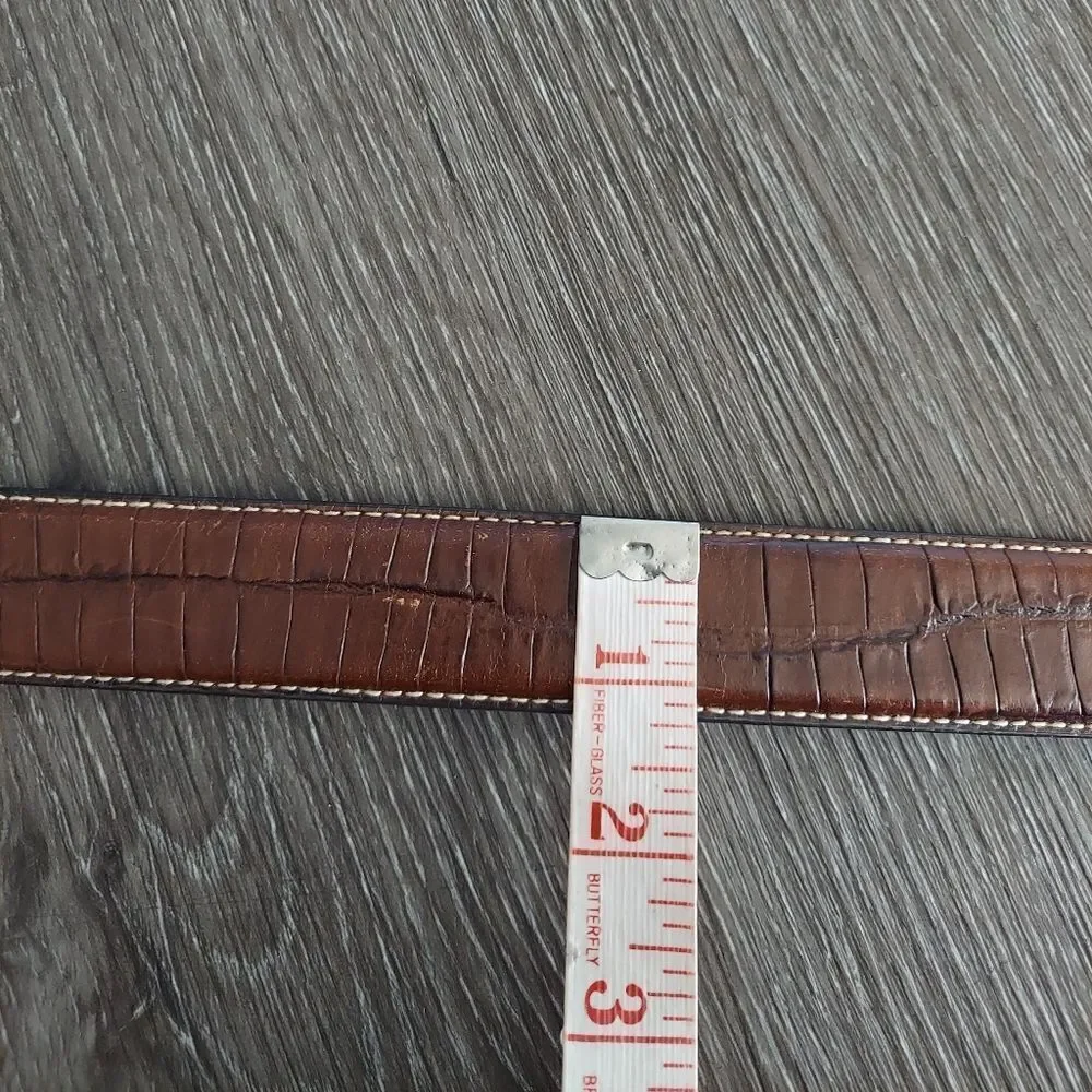 Daniel Cremieux Italian Full Grain Leather Croc Embossed Belt Size 34