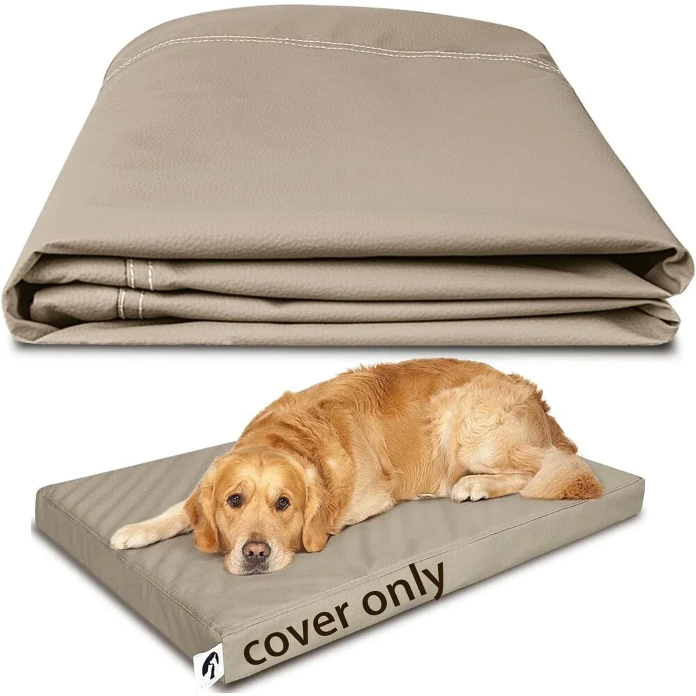 Waterproof Dog Bed Cover Brown - Faux Leather Hairproof Replacement Liner