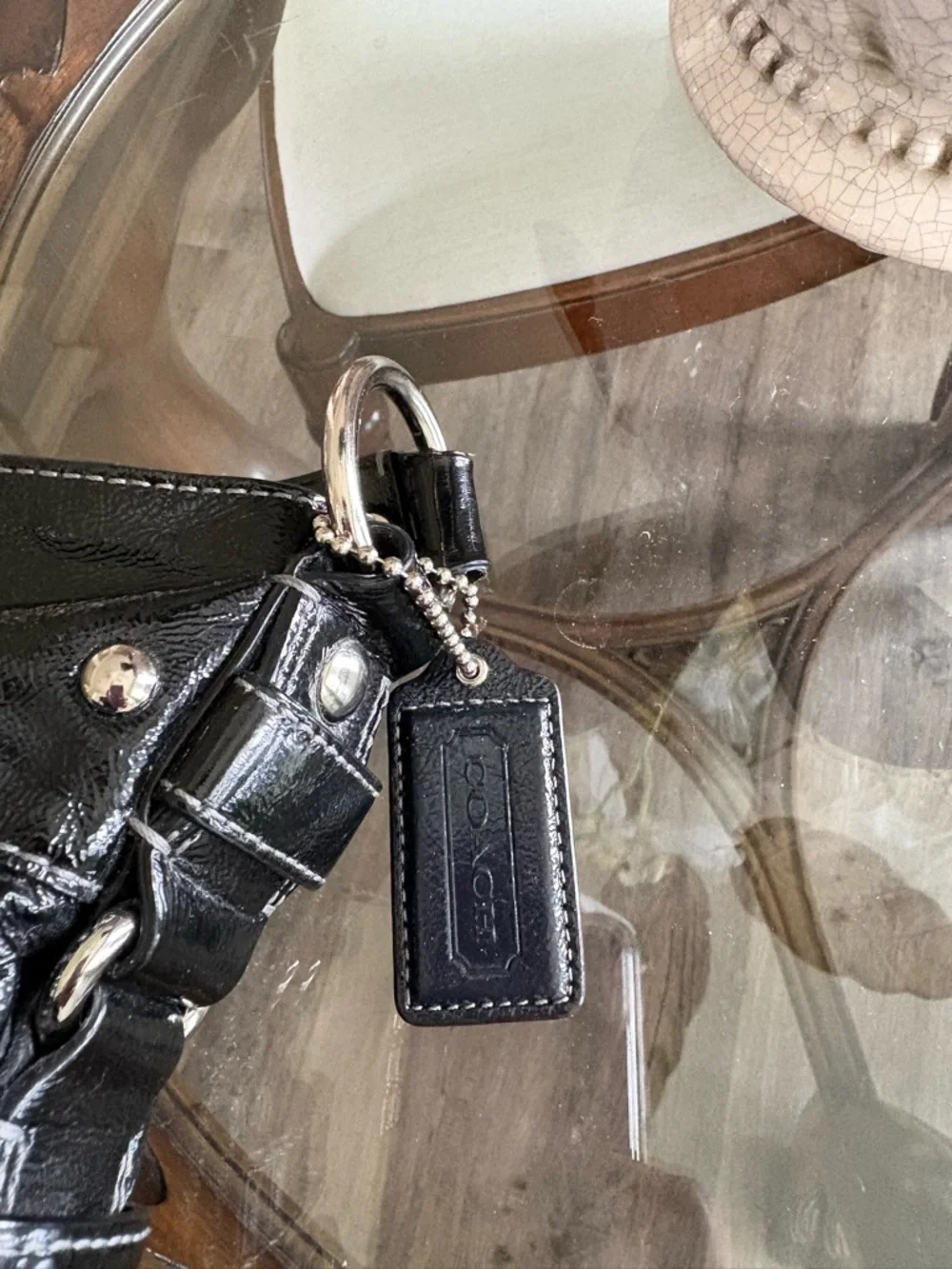 🖤💜COACH BLACK PATENT LEATHER HOBO/SHOULDER BAG!🖤💜