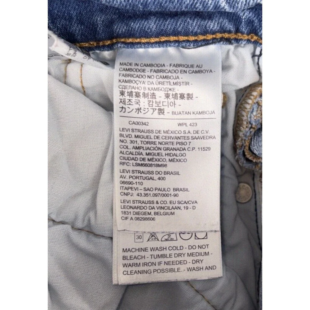 Levis 501 S Skinny XX Premium Big E Jeans Button Fly Women 25x28 Blue Frayed