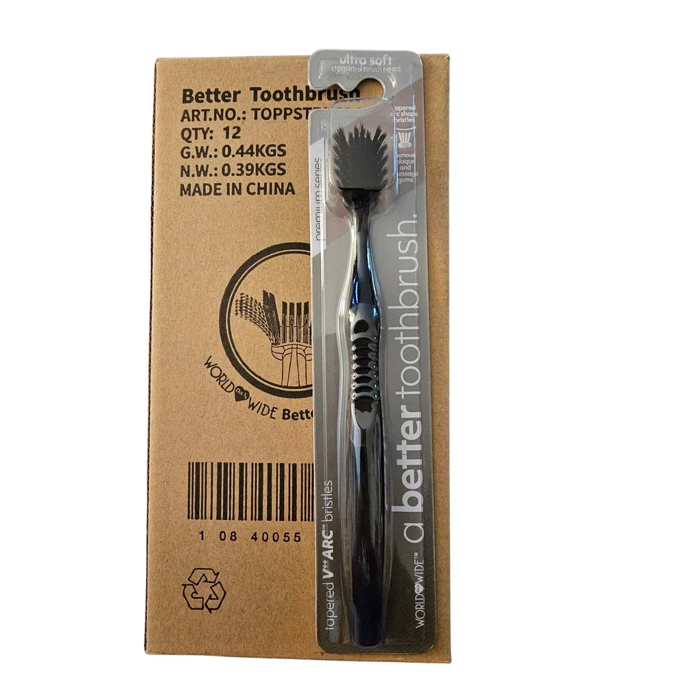 World Wide Daily A Better Toothbrush Ultra Soft Black 12 pack