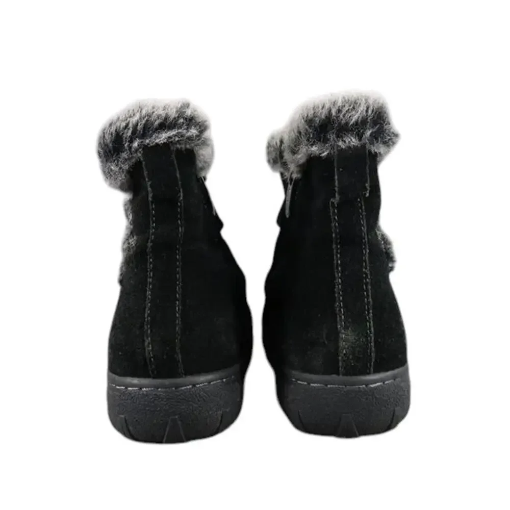 Khombu Shoes Womens 8 Boots Winter Leather Faux Fur Lisa Classic Comfort Black