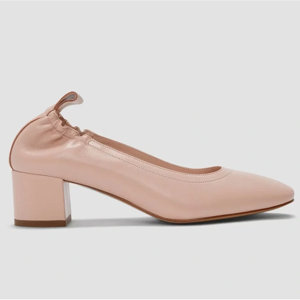 Everlane The Day Heel Blush Pink Leather Block Heel Size 9 Sustainable NWOB