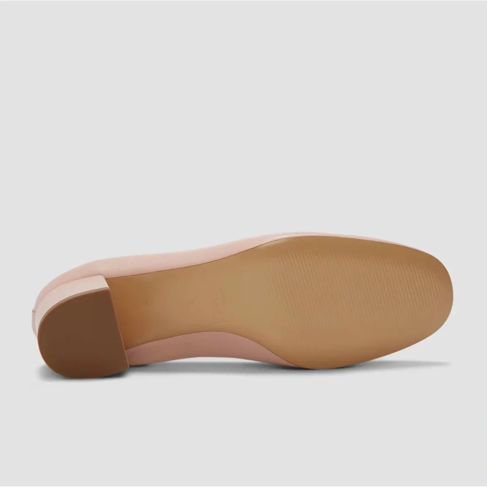 Everlane The Day Heel Blush Pink Leather Block Heel Size 9 Sustainable NWOB