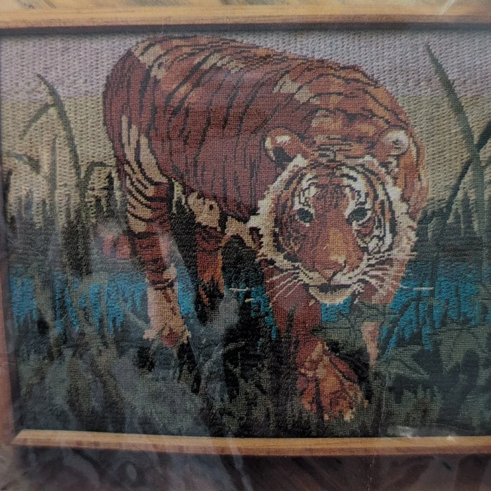 80s‎ Vintage Bengal Tiger Duck Needlepoint Kit - Multicolor