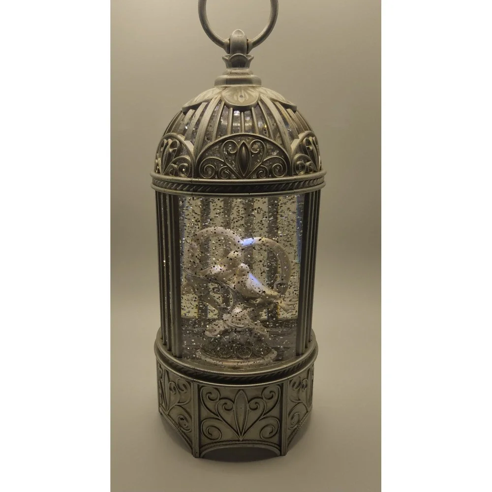 Glitter Snow Globe Lantern with Angel Figure and Decorative‎ Cage
