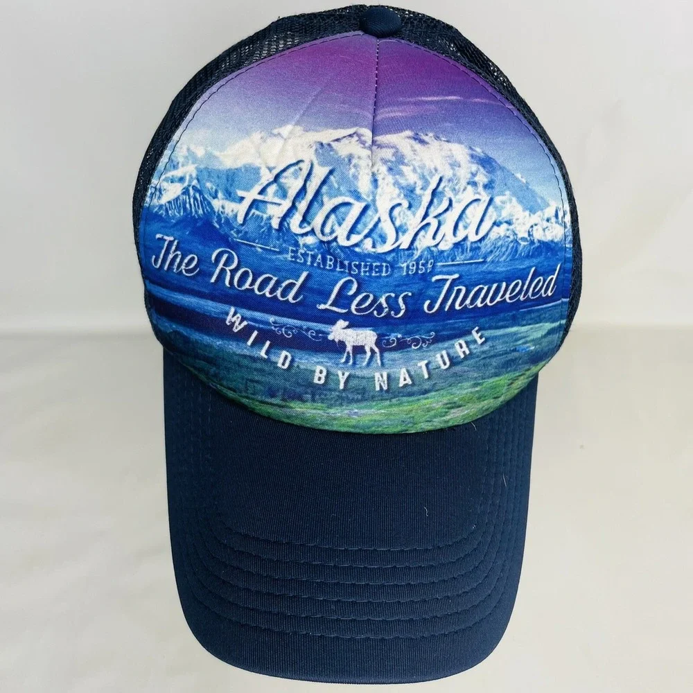 Alaska Moose Navy Trucker Style Snapback Hat‎ Cap Vintage Souvenir ACE