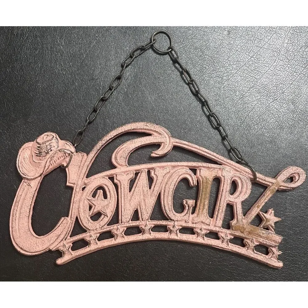Cast Iron Metal ✨COWGIRL Pink Outdoor/Indoor‎ Wall Hanging Decor 11