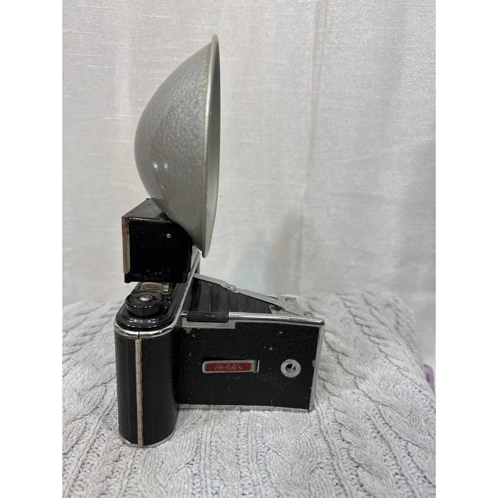Vintage Pho-Tak Foldex 20 Folding Camera 105mm Octvar Lens with Flash Unit USA‎