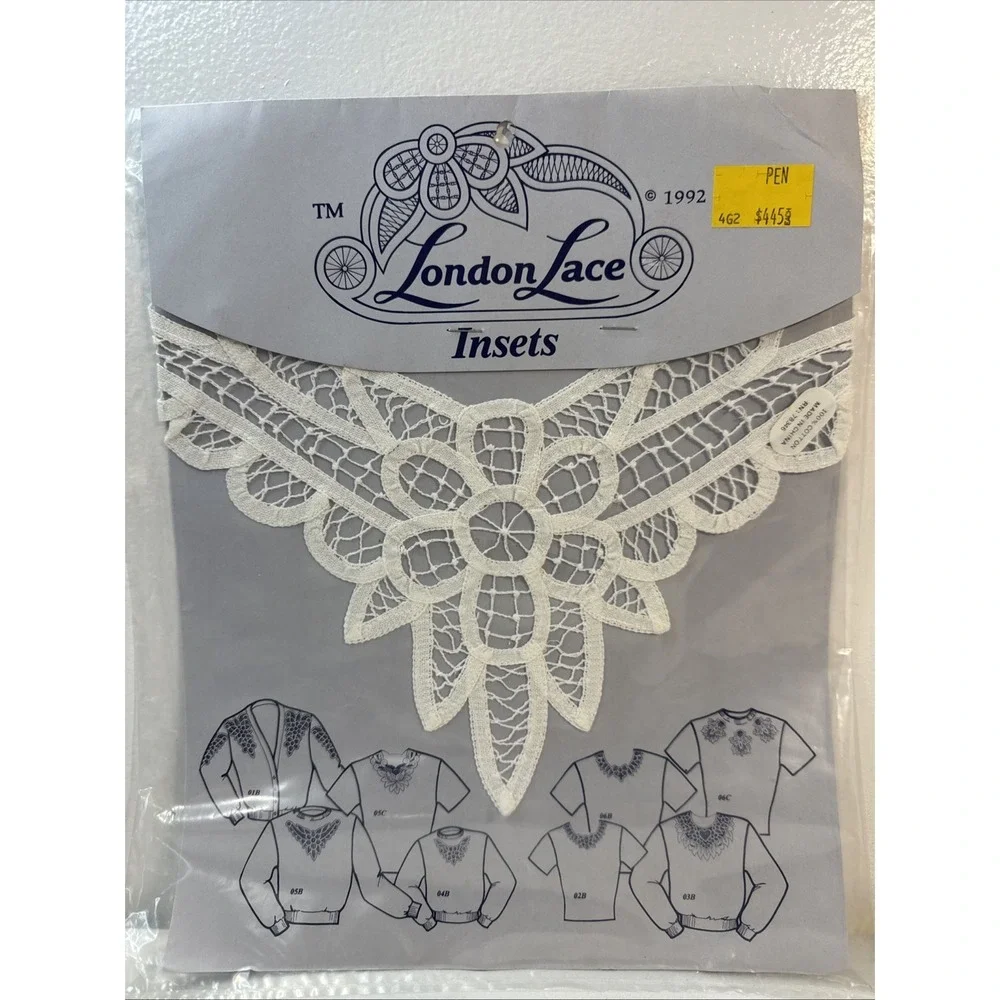 VTG Cotton Battenberg Lace Inset‎ applique patch 90s apparel