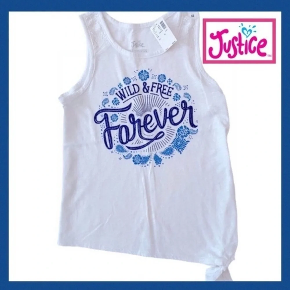 JUSTICE “Wild & Free Forever” Self Tie Tank Top