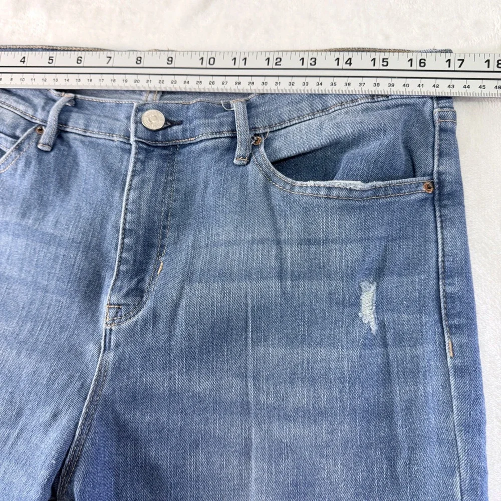 Nicole Miller New York Jeans SOHO High Rise Ankle Skinny Blue Distressed Size 12