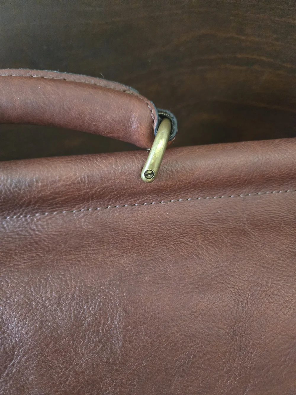 Vintage Timberland Chestnut Brown Leather Briefcase with Brass Buckle