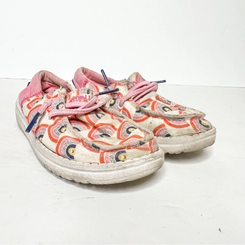 Hey Dude Wendy Funk Canvas Rainbow Toddler Pink Shoes Loafers Size 9 Kids