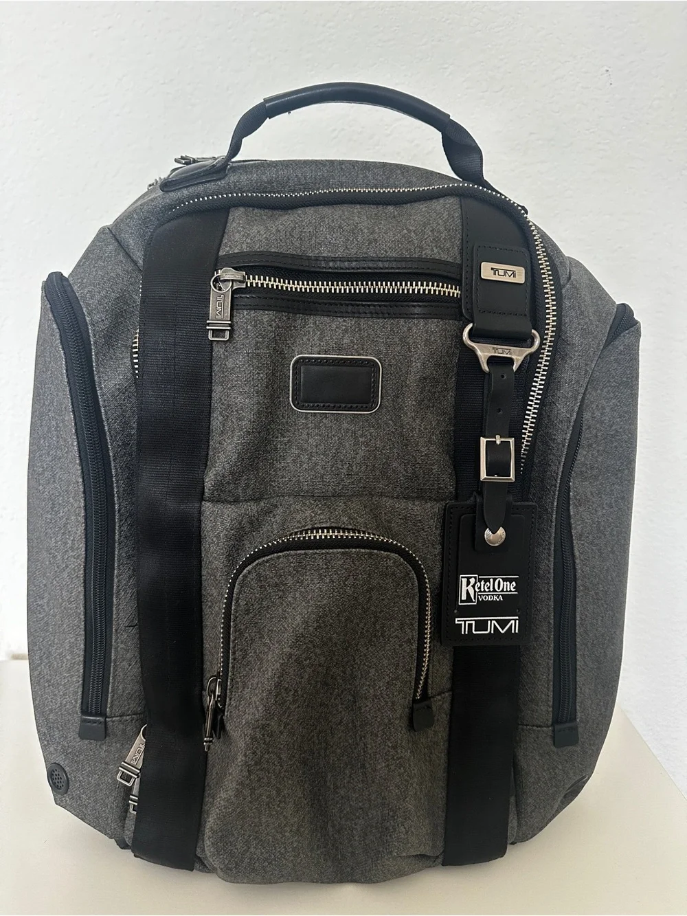 Tumi Gray and Black Men’s Backpack with Organizer Pockets