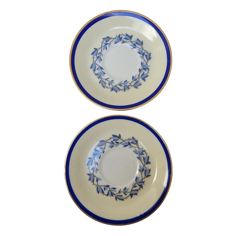 Charles Ahrenfeldt France Antique Limoges Demitasse Cup Saucer Set for Two c1900