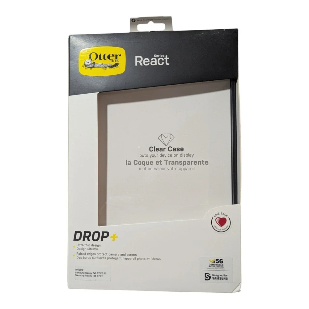 H4. Otterbox React Series Case for Samsung Galaxy Tab S7 FE 5G -‎ Black/Clear