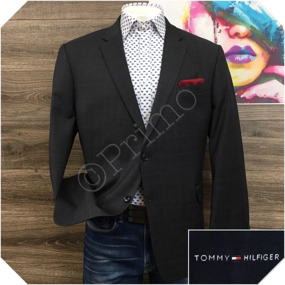 TOMMY‎ HILFIGER Mens Blazer Sport Coat Casual Jacket Size 48R Classic Wool Suit