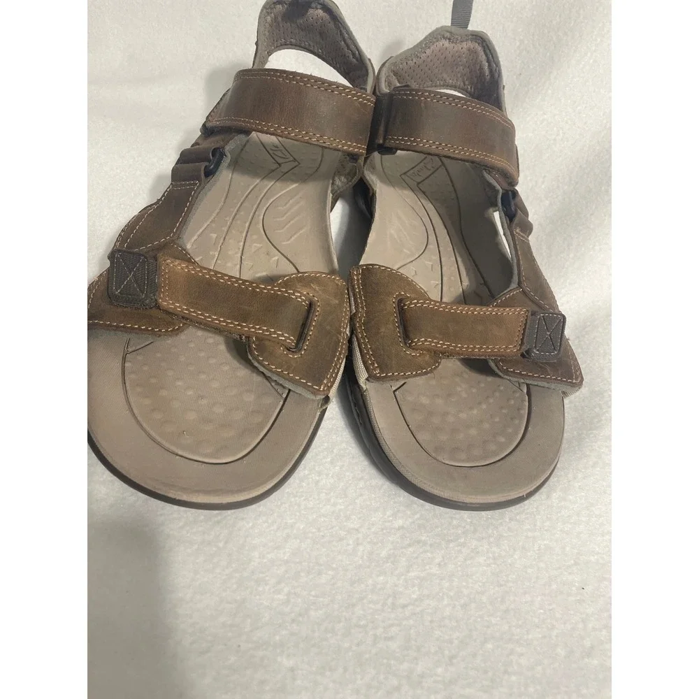 Clarks Leather Sport Sandals Fisherman Men 12M Brown Adjustable Straps 63581