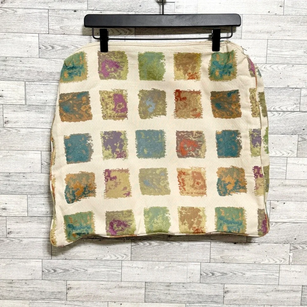2-Pillow Cover Cream Jewel Tone Abstract Squares Textured Accent‎ Pillow 17 x 19