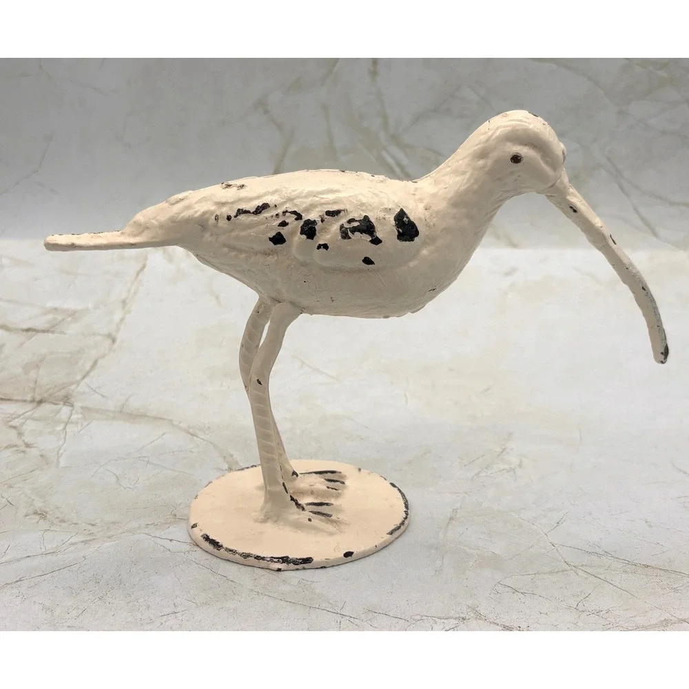 Urban Outfitters Cast‎ Iron Sandpiper Figurine Antique White Distressed 6