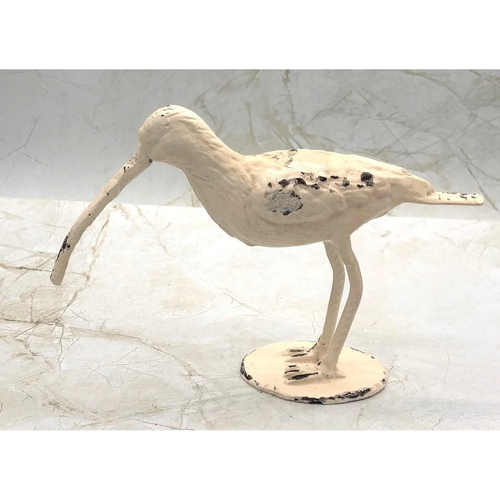 Urban Outfitters Cast‎ Iron Sandpiper Figurine Antique White Distressed 6