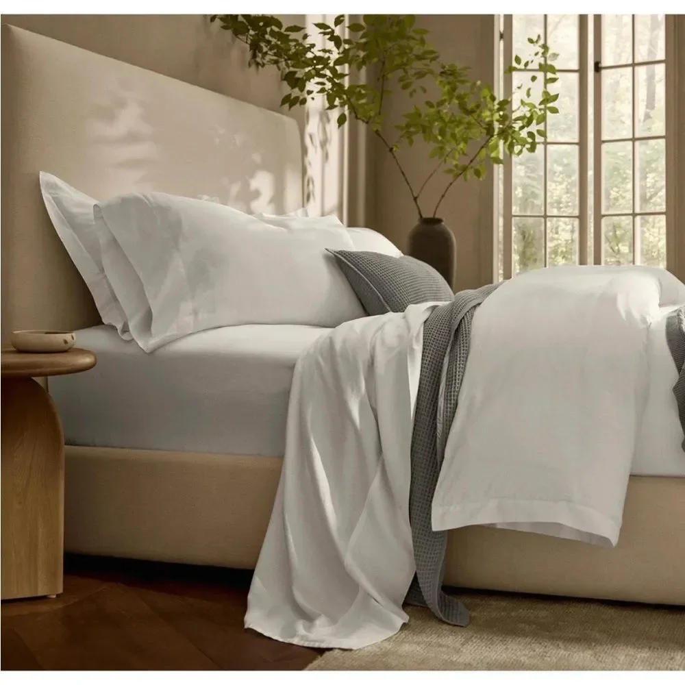 NWT Boll & Branch percale White Hemmed Sheet Set Queen