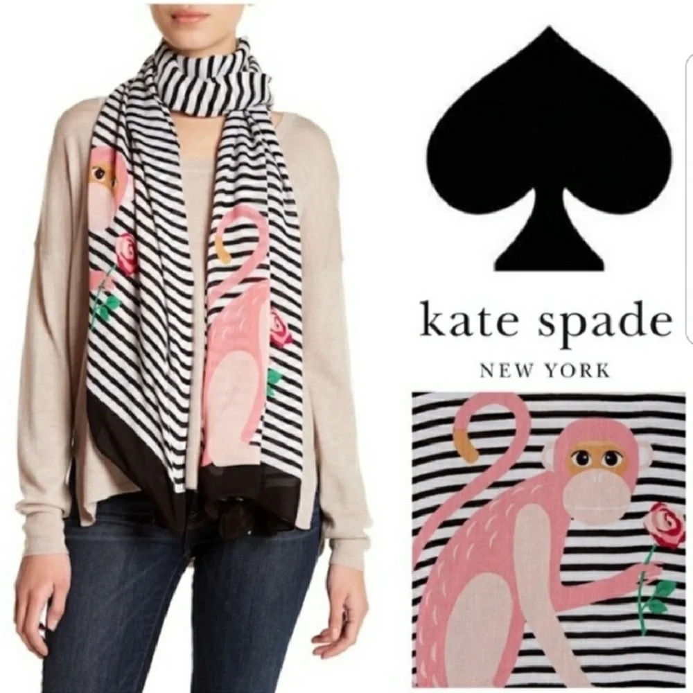 NEW kate spade new york Monkey Rose Wrap Scarf