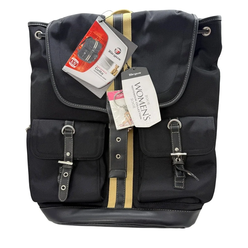 Targus Getta Women 15 Inch Laptop Backpack Black Tan Nylon Travel Bag New NWT