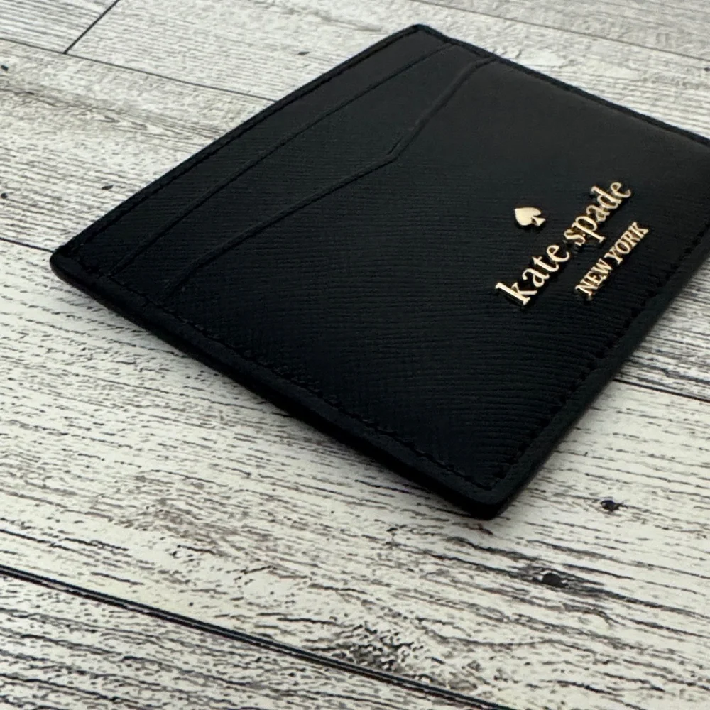 Kate Spade Staci Black Leather Slim Cardholder NWT