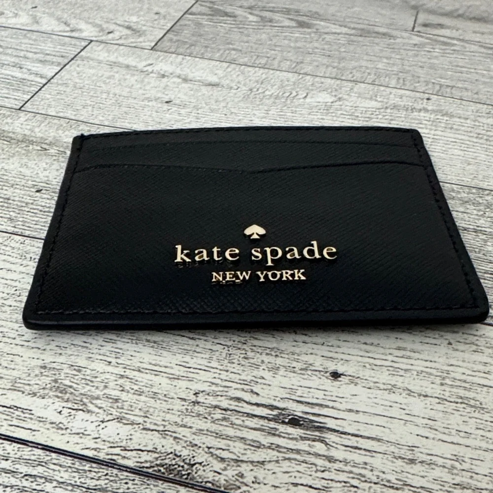Kate Spade Staci Black Leather Slim Cardholder NWT
