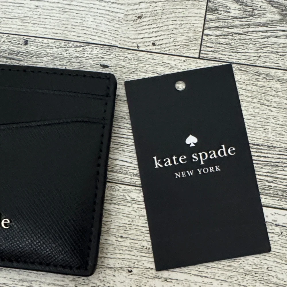 Kate Spade Staci Black Leather Slim Cardholder NWT