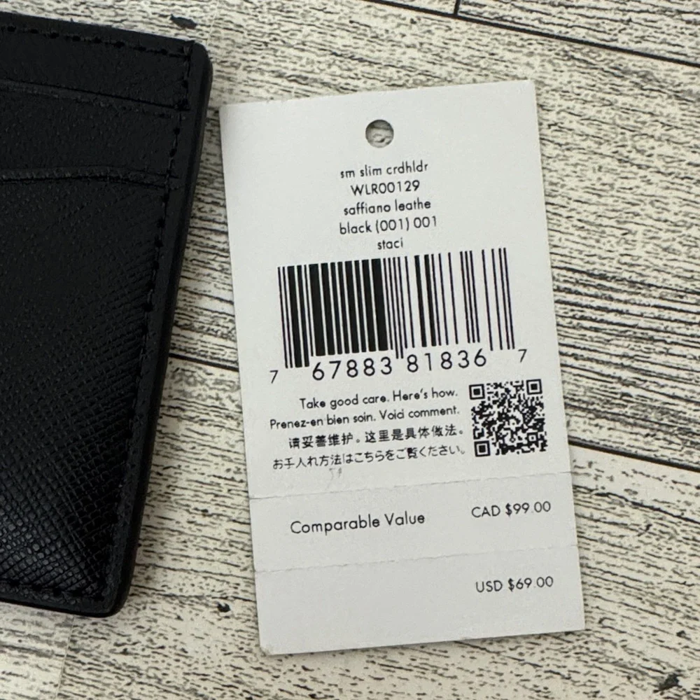 Kate Spade Staci Black Leather Slim Cardholder NWT