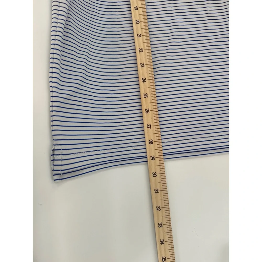 G/FORE Mens Striped Golf Polo Shirt Blue White Short Sleeve Size Large L‎