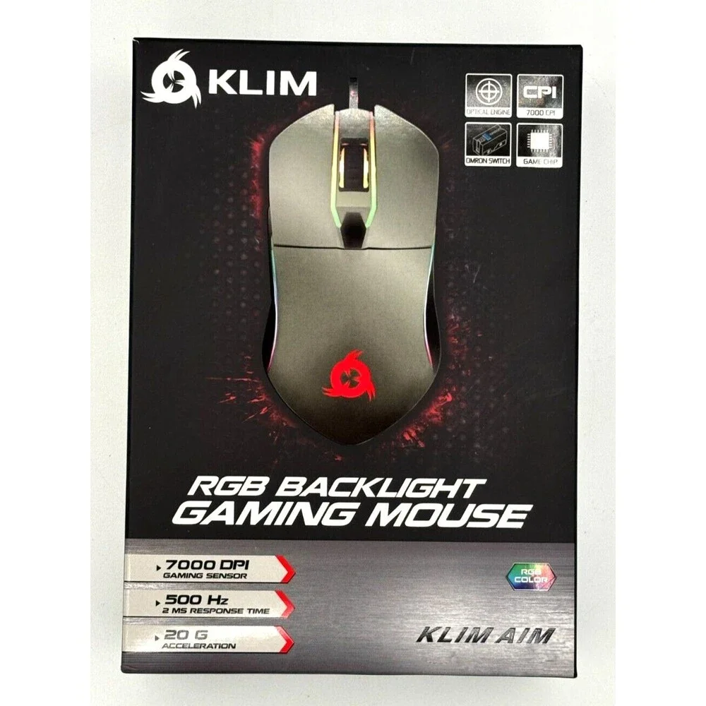 Klim AIM RGB‎ Backlight Gaming Mouse B06XH2381Y Macro Programmable Wired Mac/PC