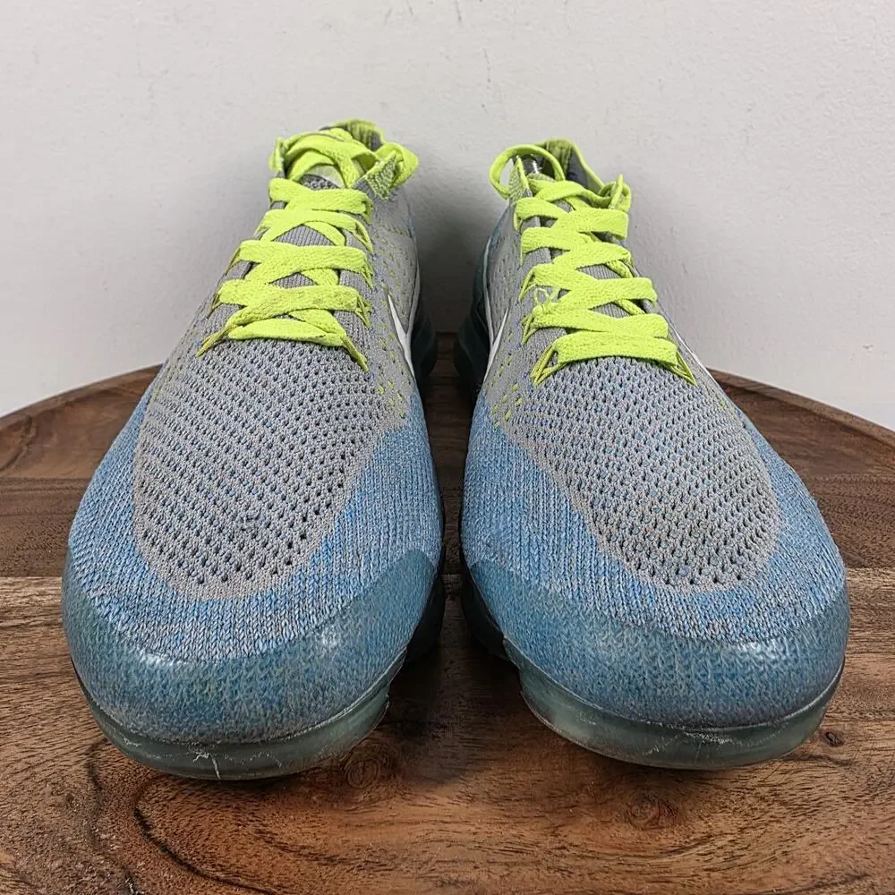 Nike Air VaporMax Flyknit Sprite Volt Mens Gray Blue Size 10 Shoes 849558-022