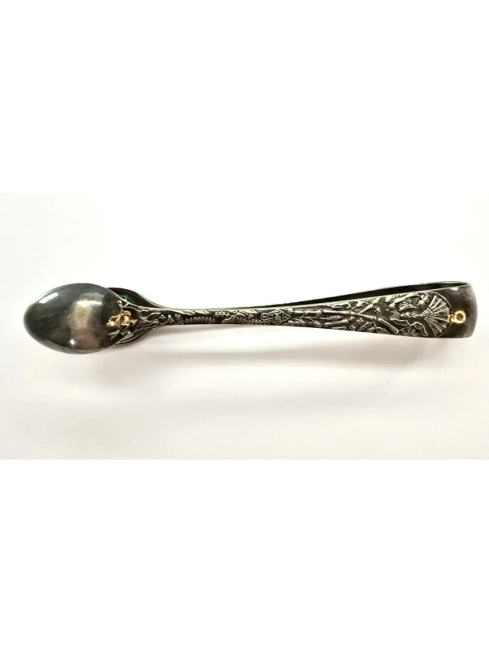 Antique Sterling Silver Sugar Tongs With Ornate Engraved Design VL5062
