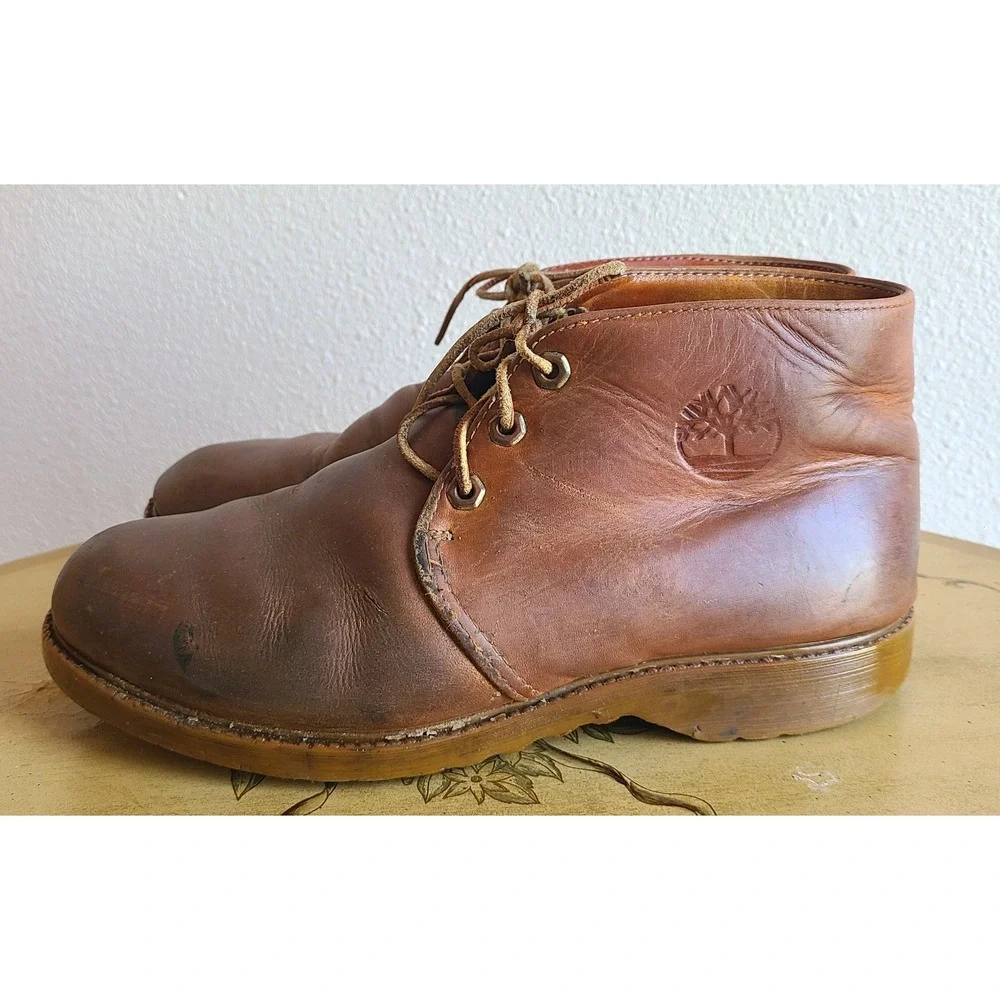 Timberland US 9 American Workwear Brown Leather Lace Up Chukka Boots‎ Vintage