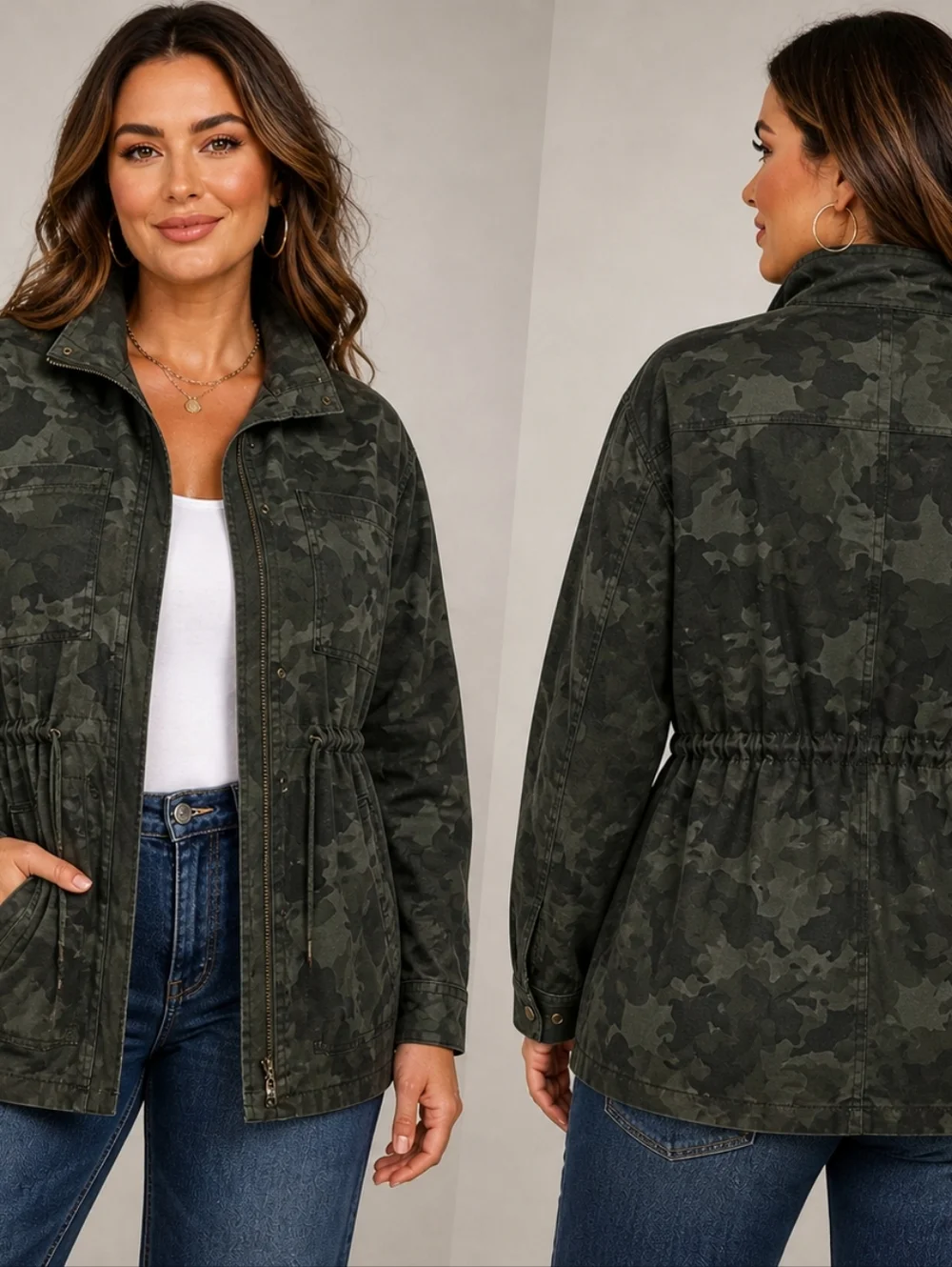 Old Navy Dark Olive Camo Utility Jacket XXL Contemporary Streetwear Military Chi