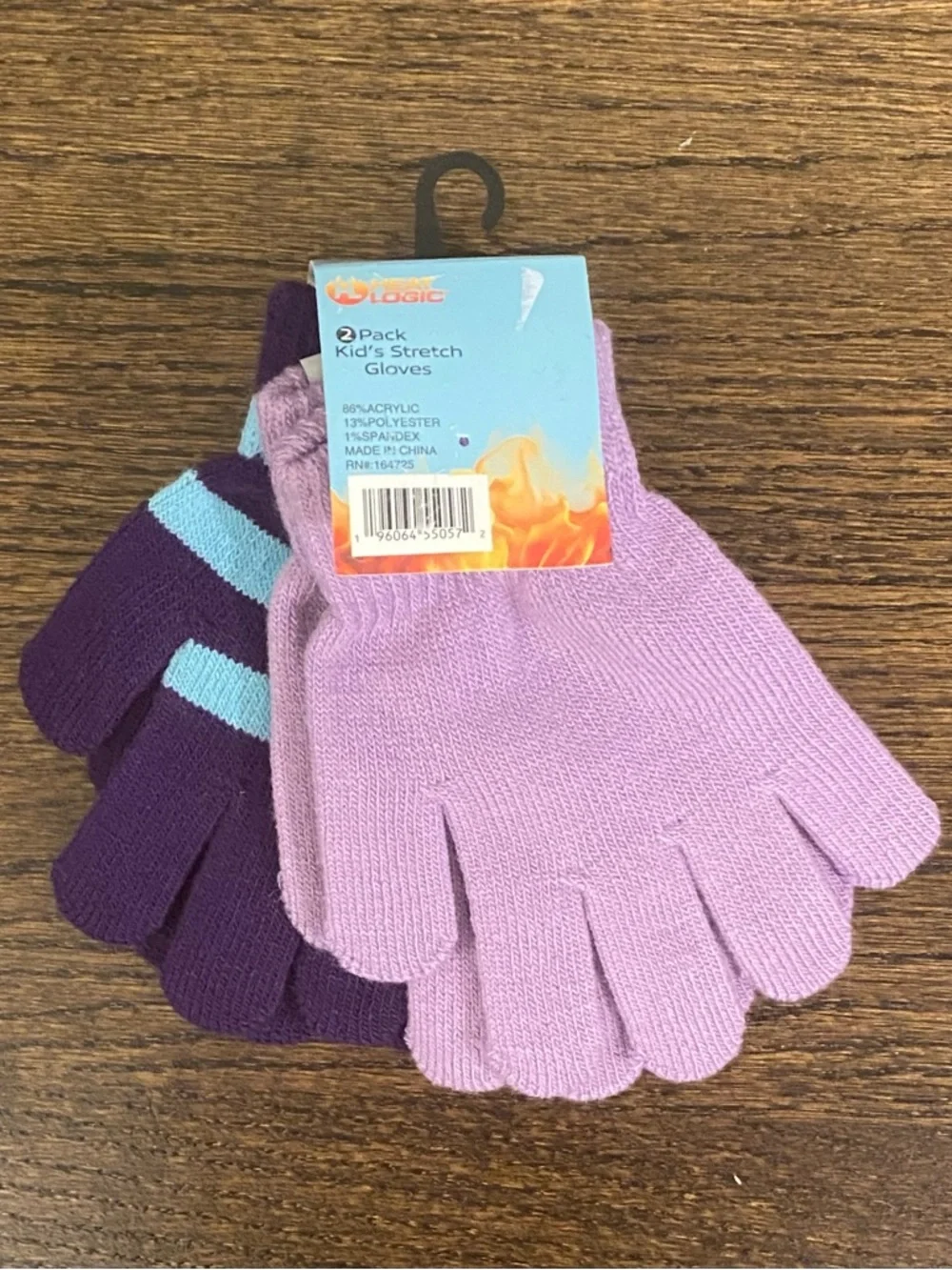 Kids' Stretch Mittens - Purple & Pink, 2-Pack