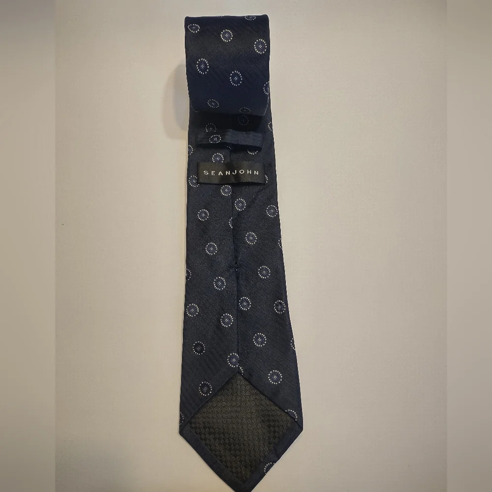Sean John Navy Blue Patterned Men's Silk Tie